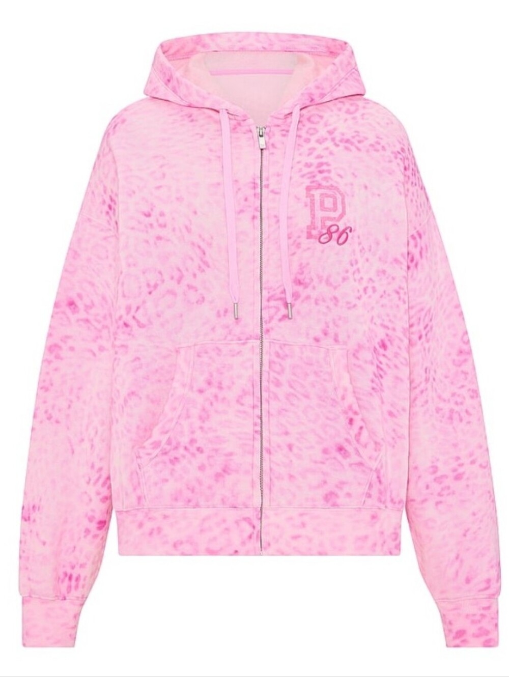 PINK Victoria's Secret Full Zip Pink Leapord Campus Fleece Hoodie XXS SOLD OUT - Picture 7 of 10